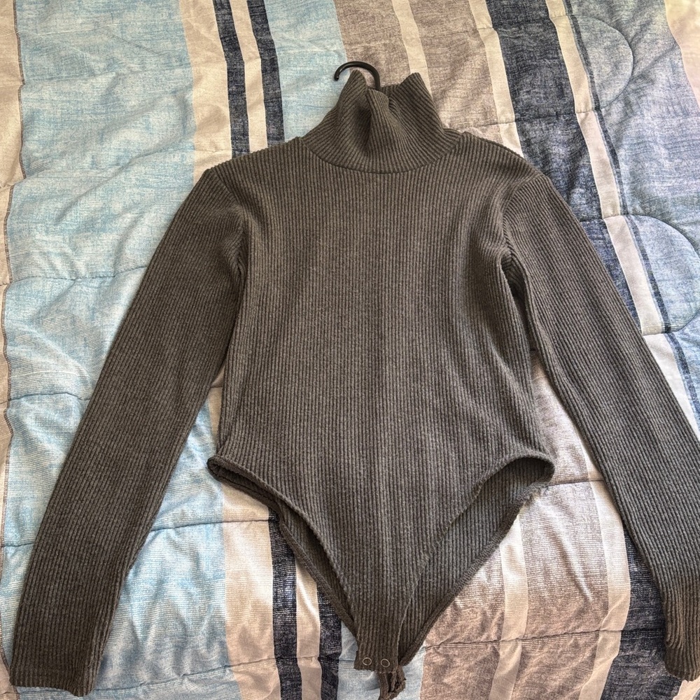 Forever 21 Black Ribbed Turtleneck Bodysuit